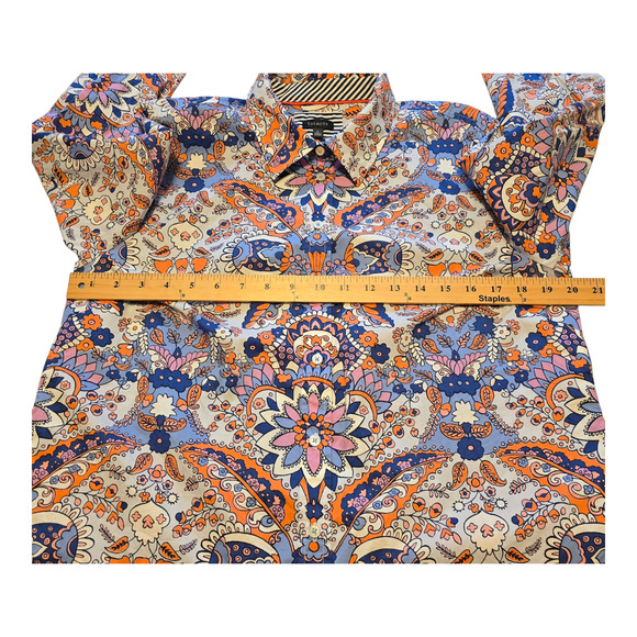 Talbots Button Up Shirt Womens Size Large Floral Paisley Print Maximalist Retro - Picture 9 of 10